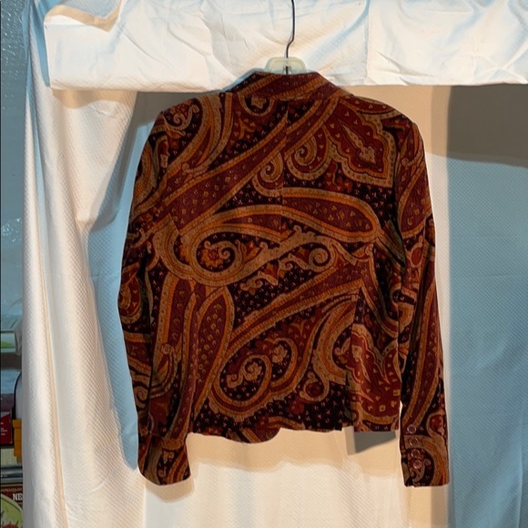View collection 12 velvet print jacket tans euc - Picture 8 of 11